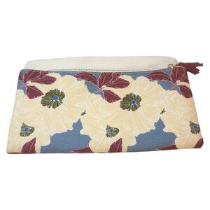 Rachel Pally Reversible Floral Leather Clutch Handbag Tassel Zipper Pull